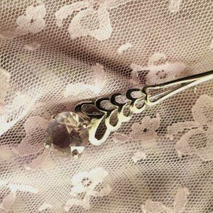 Vintage Silver w/Light Pink Rhinestone Brooch